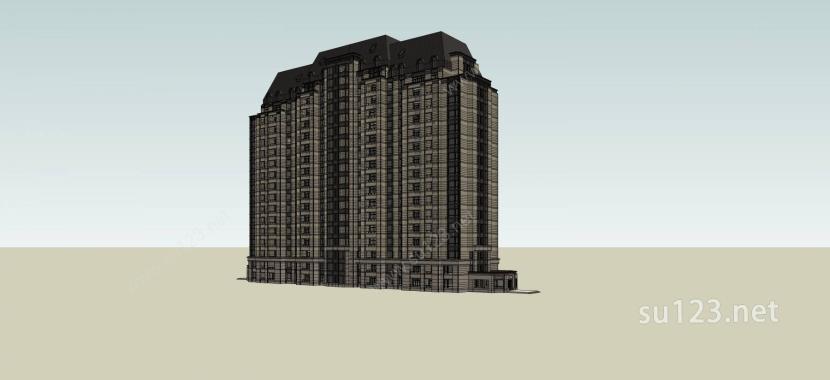 法式风格高层住宅SU模型