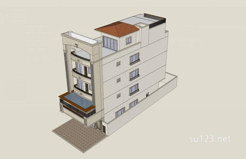 清乾版多层住宅楼SU模型下载草图大师sketchup模型