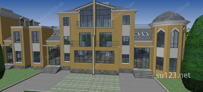 一套住宅规划整体小区模型SU模型下载草图大师sketchup模型