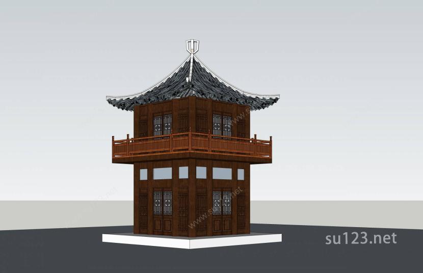 中式小亭SU模型下载草图大师sketchup模型