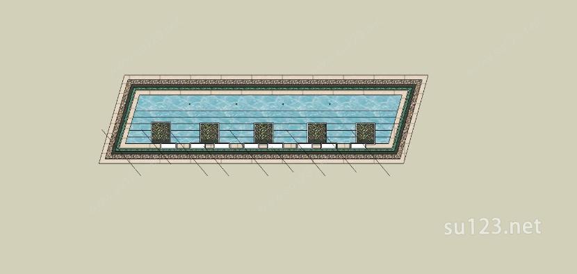 水池景观SU模型下载草图大师sketchup模型
