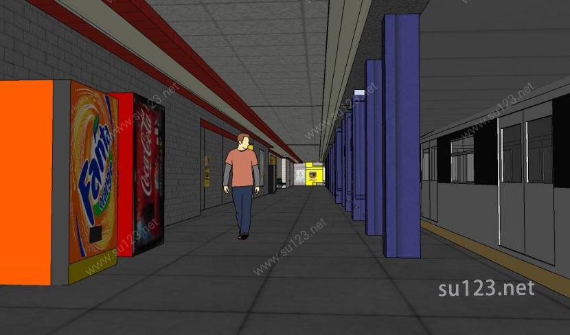 地铁站sketchup建筑模型SU模型下载草图大师sketchup模型