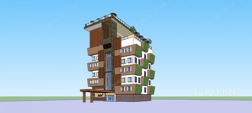现代高档公寓SU模型