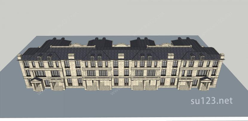 法式联排别墅 精品模型1SU模型下载草图大师sketchup模型