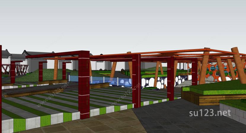 现代景观广场设计1SU模型下载草图大师sketchup模型