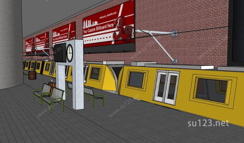 现代城市地铁站精细模型SU模型下载草图大师sketchup模型