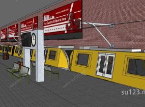 现代城市地铁站精细模型SU模型