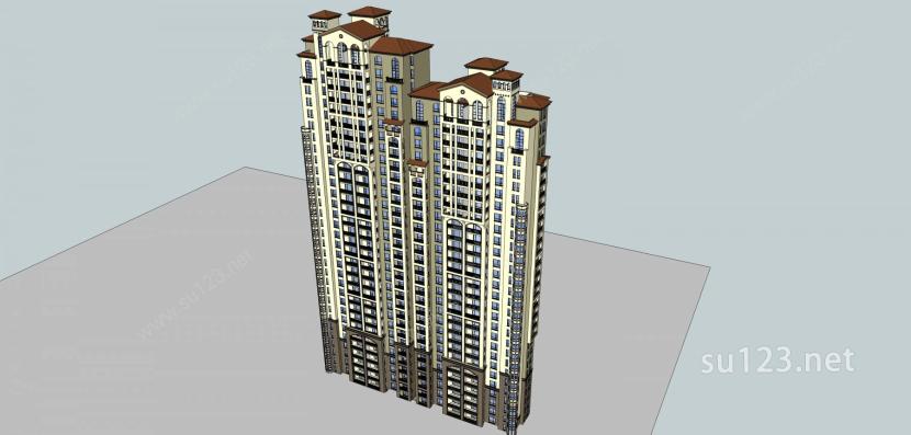 高层住宅SU模型下载草图大师sketchup模型