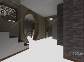 中式家装室内设计SU模型