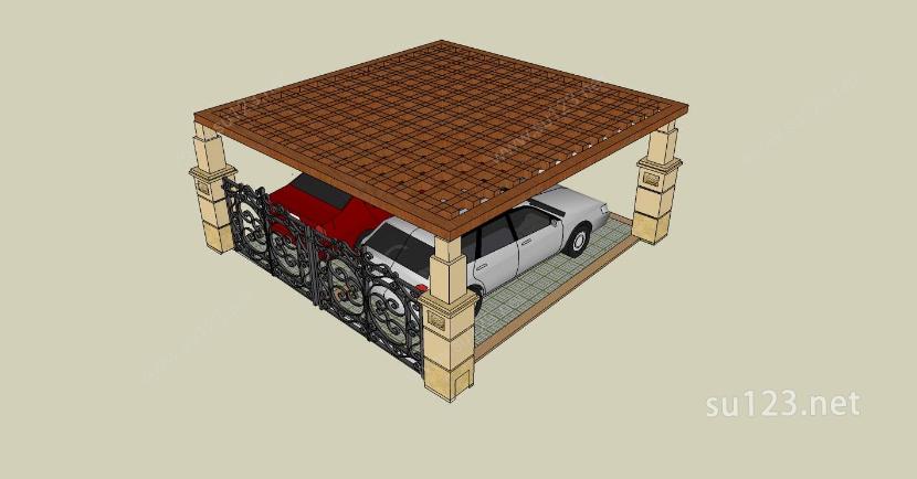 建筑构件-车棚SU模型下载草图大师sketchup模型