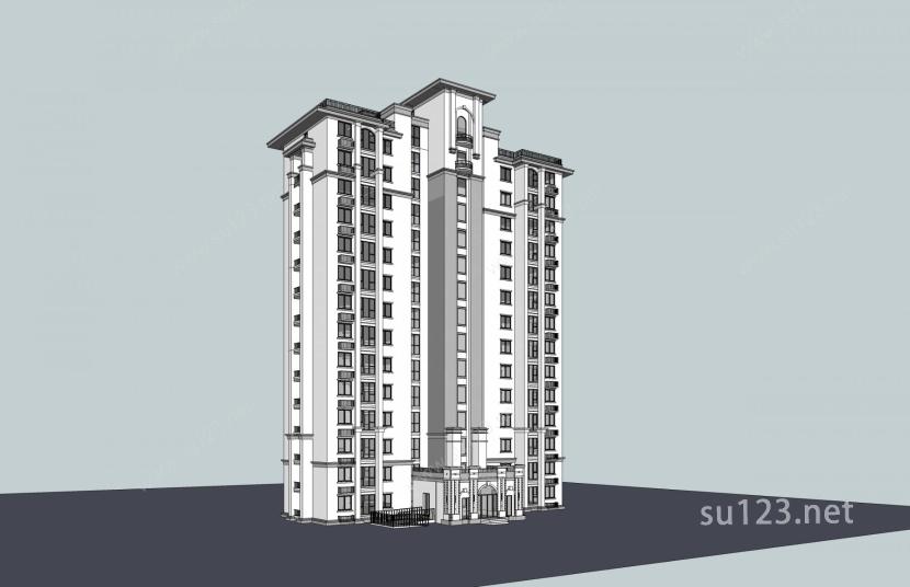 欧式高层住宅楼SU模型