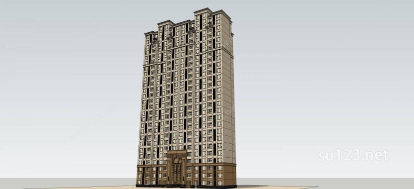 古典高层住宅SU模型