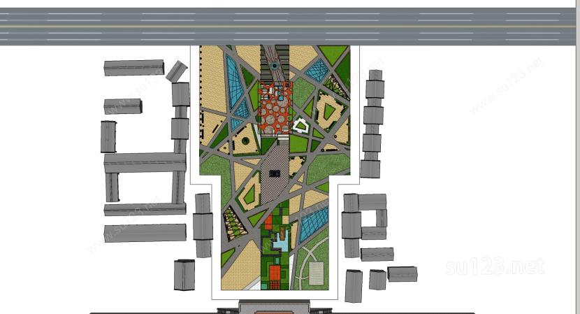 现代景观广场设计1SU模型下载草图大师sketchup模型
