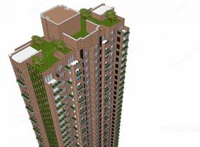 现代高层住宅楼SU模型