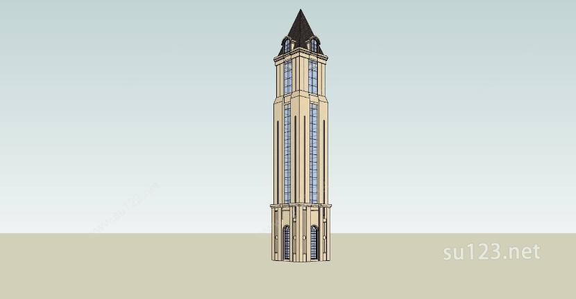 法式塔楼SU模型