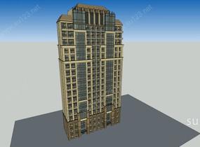 古典风格复式高层住宅SU模型