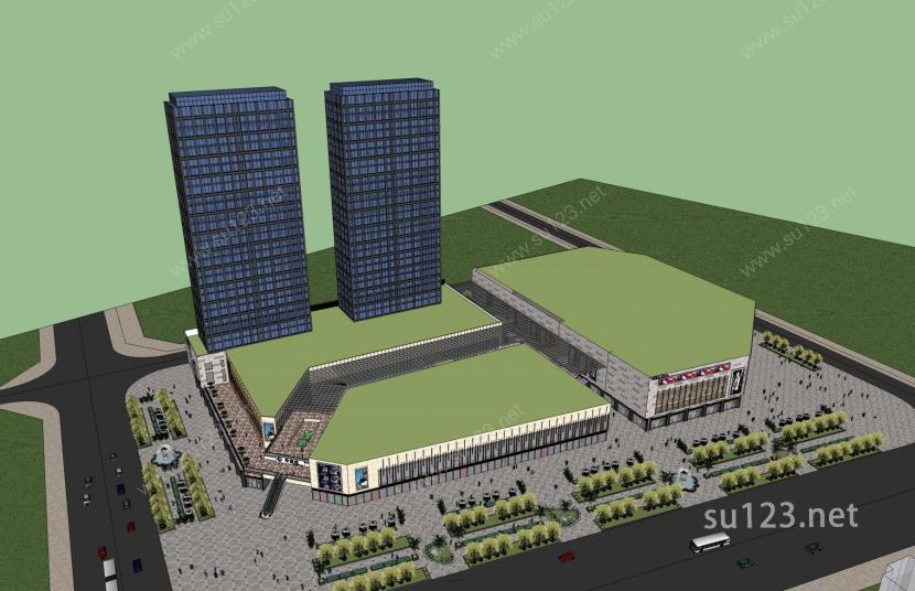 现代大型商厦及办公楼SU模型