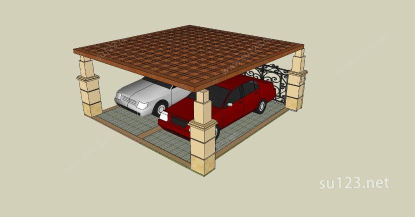 建筑构件-车棚SU模型