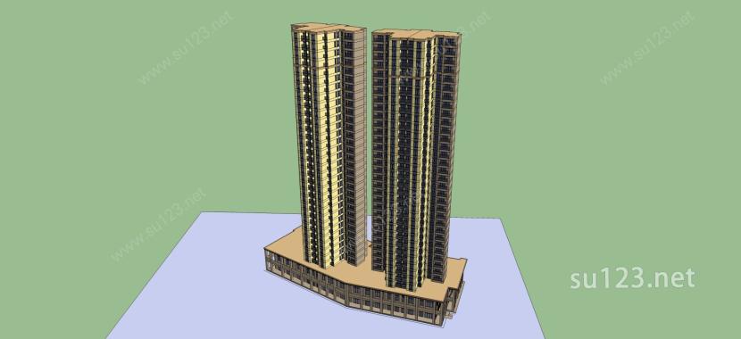 现代风格高层住宅SU模型