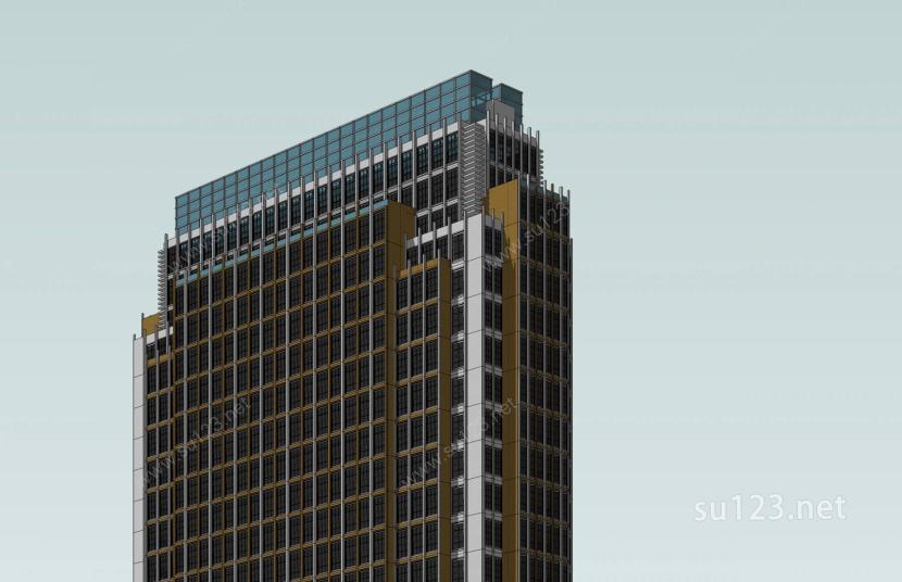 现代高层商业办公楼SU模型下载草图大师sketchup模型
