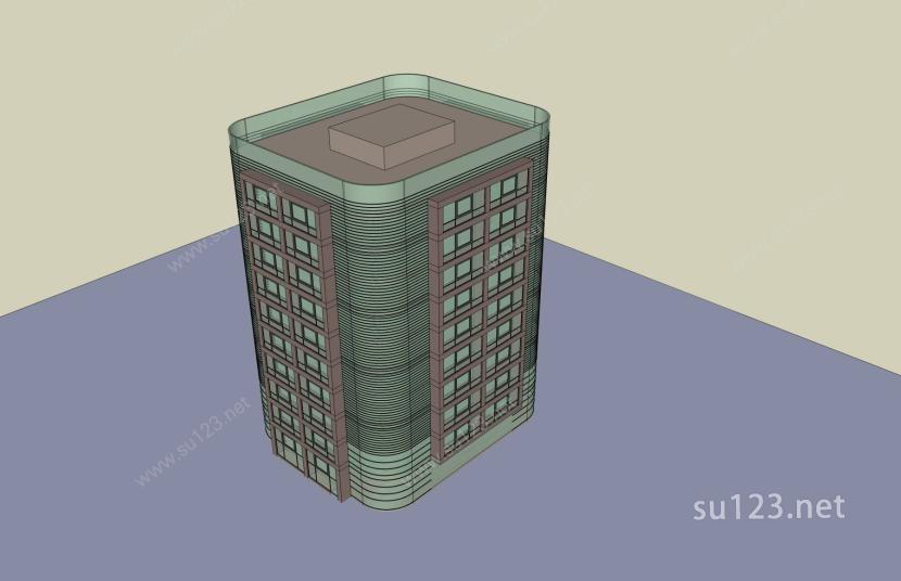 现代小高层办公楼SU模型下载草图大师sketchup模型