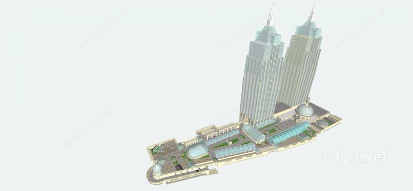 上海环球港屋顶景观及高层模型SU模型