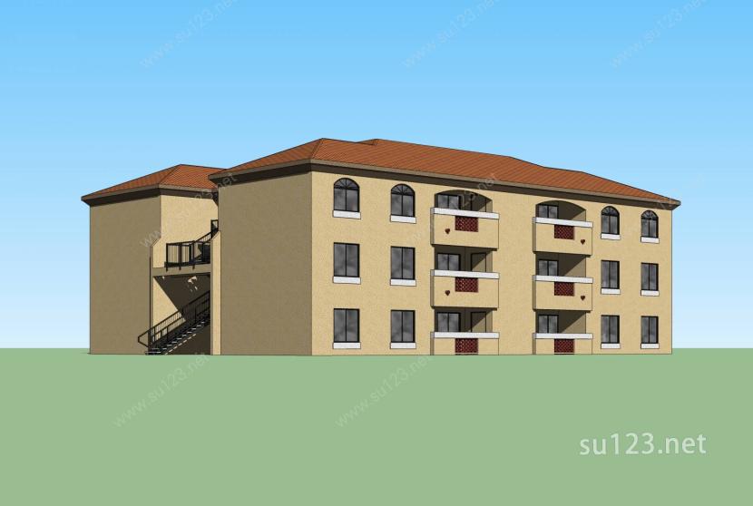 欧式多层住宅楼SU模型