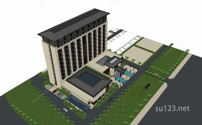 新中式酒店模型SU模型