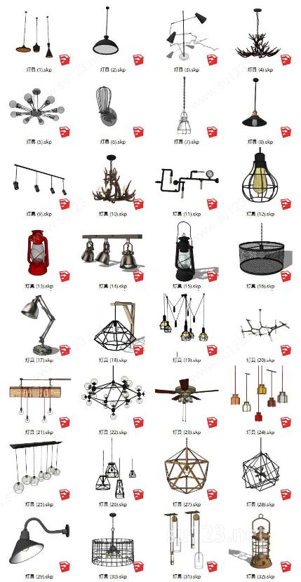 （Loft工业风）灯具 50个SU模型