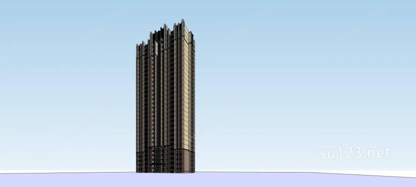 新古典风格高层住宅楼SU模型