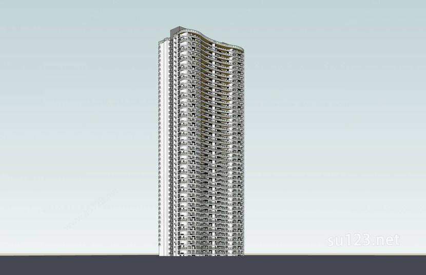 现代超高层住宅楼SU模型下载草图大师sketchup模型