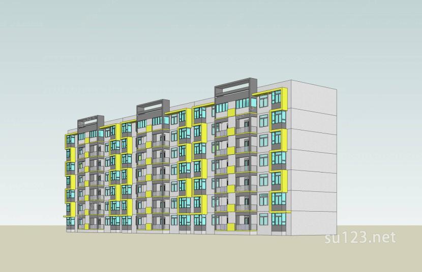 现代多层住宅楼SU模型