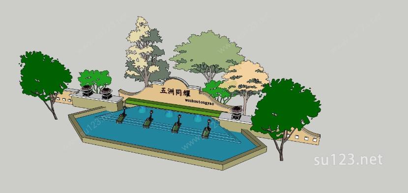 景观-喷水池SU模型下载草图大师sketchup模型
