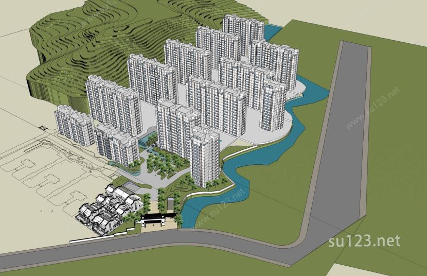 现代高层住宅小区SU模型