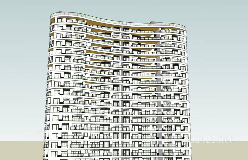 现代超高层住宅楼SU模型