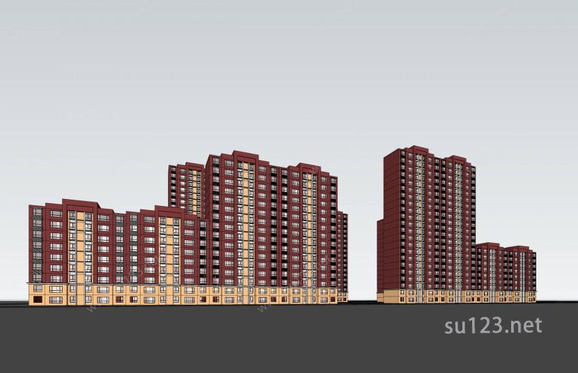 现代住宅小区SU模型下载草图大师sketchup模型