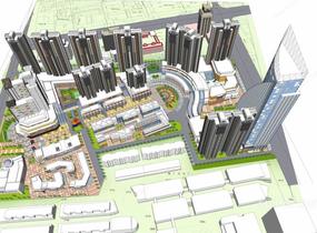 城市中心大型完整商业综合体商业设计（含CAD总图）SU模型