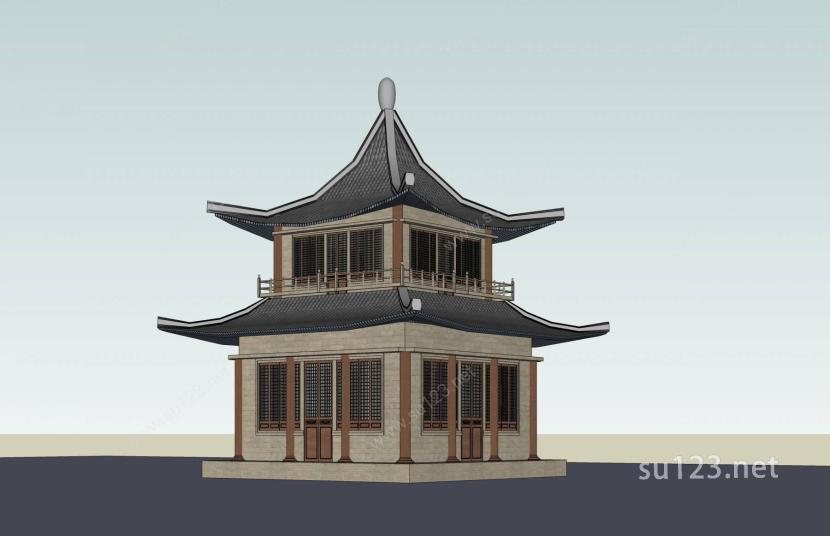 中式景观建筑SU模型