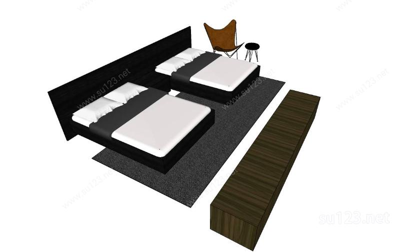 家具设计——卧床10SU模型下载草图大师sketchup模型