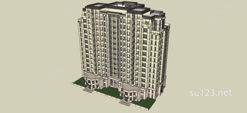 古典风格高层住宅SU模型