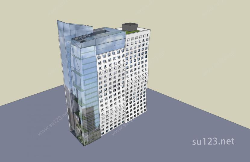 现代高层酒店SU模型下载草图大师sketchup模型