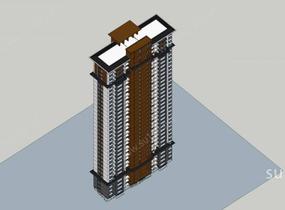 现代江南风格高层住宅SU模型