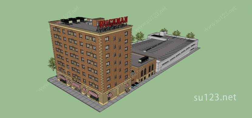 欧式小高层商业住宅楼SU模型下载草图大师sketchup模型