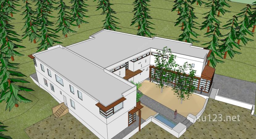 现代住宅设计精模SU模型下载草图大师sketchup模型