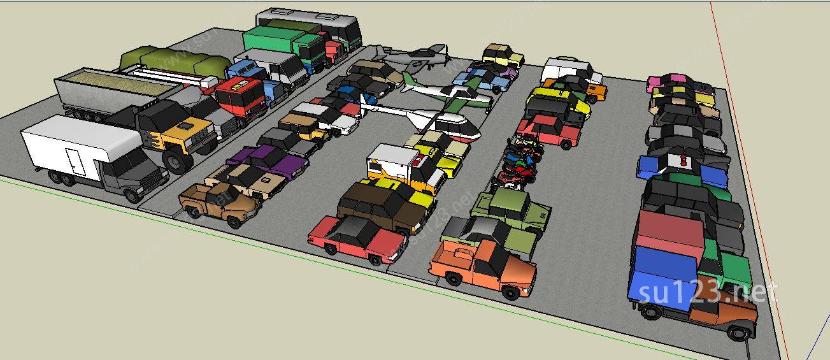 停车场 各种车2SU模型下载草图大师sketchup模型