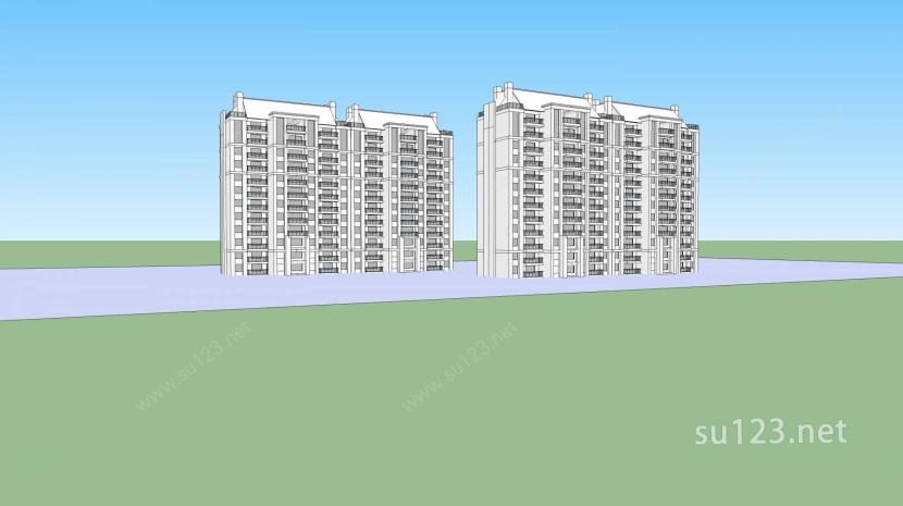 欧式高层住宅SU模型