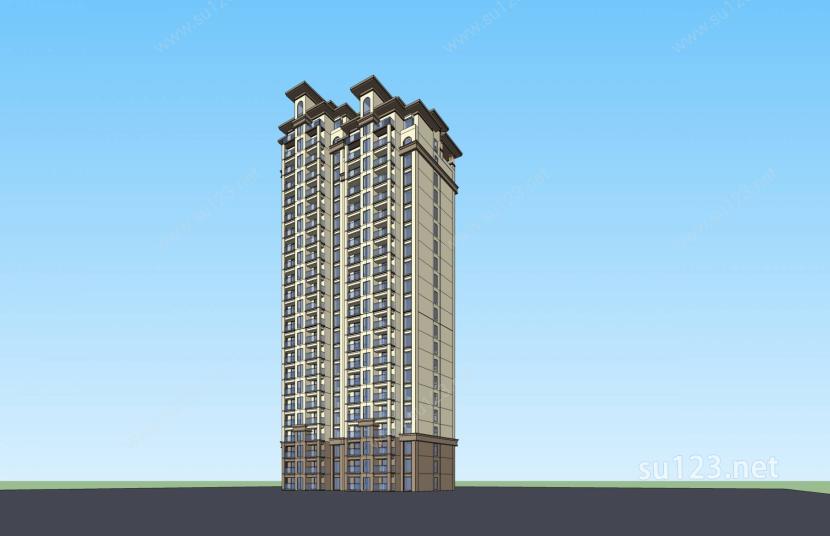 欧式高层住宅楼SU模型