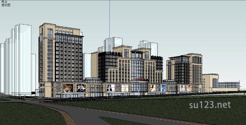 002新古典办公楼-商业街SU模型下载草图大师sketchup模型