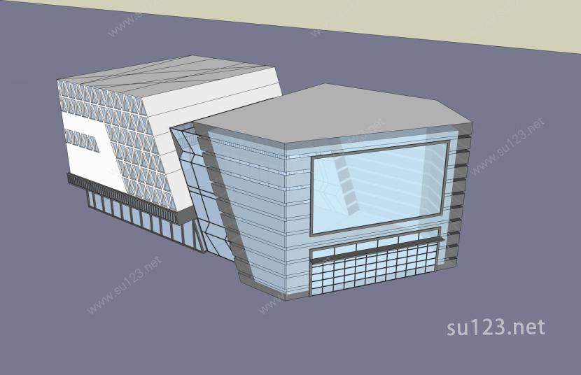 现代多层商业楼SU模型下载草图大师sketchup模型