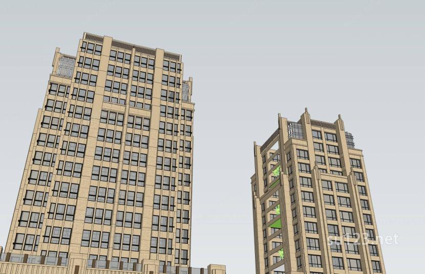 新古典风格商业住宅楼SU模型下载草图大师sketchup模型